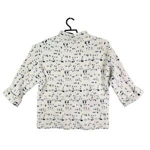 Womens Broadway 38 Sweater Anthropologie White & Black Dots 3/4 Sleeve Size S